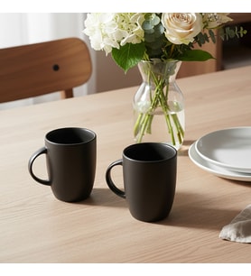 GÜRAL PORSELEN Elit Black Matt 2 Parça Mug Bardak 220 cc