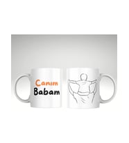 Applucky Canım Babam Çizim Kupa Baskı Bardak Babalar Günü (Beyaz)