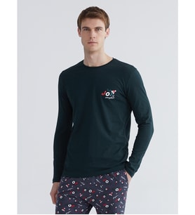 LC WAIKIKI Gri Standart Kalıp Yılbaşı Temalı Erkek Pijama Takımı