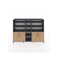 Hyperion Dolap 12 Raflı 2 Çekmeceli 4 Kapaklı 220x44x163 Antrasit-Çam