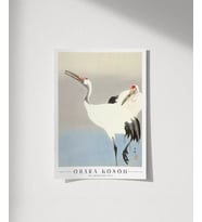 Çerçevesiz Poster Ohara Koson İki Turna (Çok Renkli)