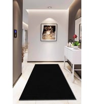 Siyah Sade Desensiz Kaymaz Tabanlı Dekoratif Halı RV197 - 100 x 160 cm