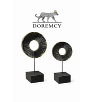 Doremcy Dekoratif Halka Biblo 2’li Set Polyester Modern Salon Konsol Ev Ofis Obje (Siyah)