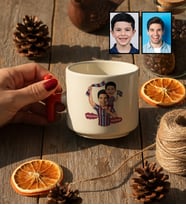 Kişiye Özel Karikatürlü Bordo Mavi Taraftar Baba Oğul T Kupa Babalar Günü Hediyesi