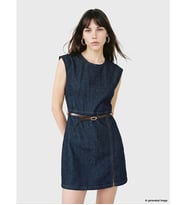LCW Vision İndigo Kemerli Belden Oturtmalı Mini Jean Elbise