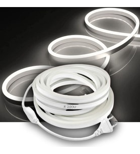 Beyaz Neon Şerit Led Fişli 220v Esnek Dış Mekan, Bahçe, Açık Alan Dekoratif Aydınlatma