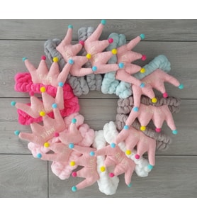 MAGRİB prenses taçlı peluş saç bandı, kulaklık, makyaj bandı (Pembe)