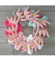 MAGRİB prenses taçlı peluş saç bandı, kulaklık, makyaj bandı (Pembe)