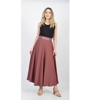 SORALLİNE 779 ETAMİN DESEN GÜL KURUSU BAYAN KLOŞ ETEK MEVSİMLİK (Pembe)