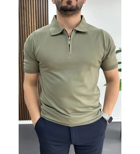 Erkek Polo Yaka Düz Tişört Açık Yeşil Edw455