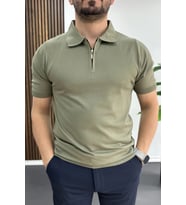 Erkek Polo Yaka Düz Tişört Açık Yeşil Edw455