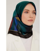 Armine İpek Eşarp Nostalji Sura 8819DS-04 (Siyah-Mavi)