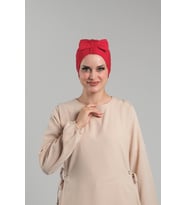 Kırmızı Pratik Hazır Geçmeli Fiyonklu Bone Sandy Çift Taraflı Çapraz 3007B_31