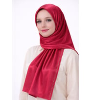 Mısırlı Eşarpları Taşlı Jan Jan Abiye Şal 75x190 cm (Kırmızı)