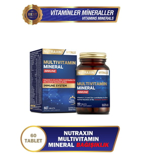 Nutraxin Multivitamin Mineral Immune Complex 60 Tbl - Magnezyum, C, D, Zinc, Demir, B12, Kolin, İyot