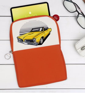BK Gift Klasik Araç Tasarımlı Taşınabilir Koruyucu Tablet Kılıfı & Organizer Çanta - Turuncu-5