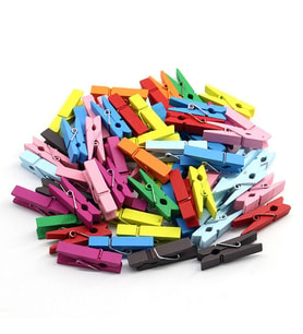 100 Lü Renkli Ahşap Mandal 2.5 Cm 12 Li Paket 1200 Adet