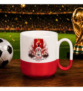 BK Gift Kişiye Özel Türkiye Taraftar Temalı 2026 Dünya Kupası Tasarımlı Kırmızı Joyful Kupa Bardak -3, Tek Yürek Milli Takım Ruhu