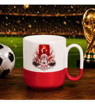 BK Gift Kişiye Özel Türkiye Taraftar Temalı 2026 Dünya Kupası Tasarımlı Kırmızı Joyful Kupa Bardak -3, Tek Yürek Milli Takım Ruhu