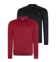 İKİLİ SET V4007 DEWBERRY ERKEK SWEATSHIRT-SİYAH-BORDO
