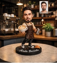 Kişiye Özel Barista Karikatürlü Ahşap Bbilo