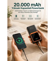 20.000 Mah Taşınabilir Şarj Cihazı Dijital Göstergeli Kablolu Powerbank