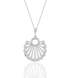 Söğütlü Silver Gümüş rodaj  zirkon taşlı midye kolye