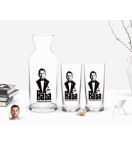 BK Gift Kişiye Özel Renkli Baskılı Godfather Baba Tasarımlı İkili Rakı Bardağı ve Karaf Hediye Seti-3 (Model 1)