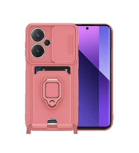 Redmi Note 13 Kılıf Zuma Kartvizitli Yüzüklü Silikon - Pembe