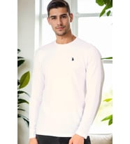 T9588 DEWBERRY BİSİKLET YAKA UZUN KOL T-SHIRT-BEYAZ