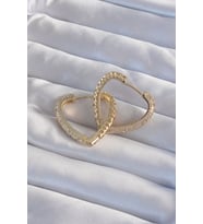 Northcity Pirinç Gold Renk Zirkon Taşlı Motifli Kalp Küpe
