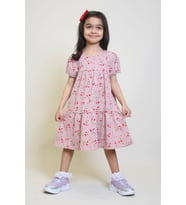 Kız Çocuk Kiraz Desenli Elbise 2-7 Yaş 12246 MODANINO (Lila)
