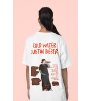 Cold Water Justin Bieber Sırt Baskılı Unisex Oversize Şarkıcı Tişört