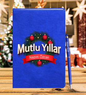 Yılbaşı İçin Kişiye Özel Tasarım Defter Kalem Hediye Seti