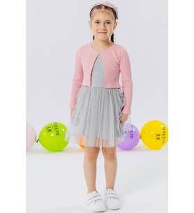 Breeze Kız Çocuk Uzun Kollu Elbise Tüllü 3-8 Yaş, Pembe