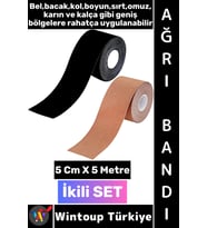 #AğrıBandı Uzun Süre Etkili Kas Bacak Kol Boyun Sırt Omuz Karın Kalça Ten Siyah Ağrı Bandı İkili SET