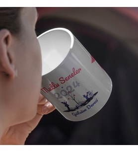 Kişiye Özel 2024 Kış Temalı Baskılı Kupa Bardak HK3757 (Beyaz)