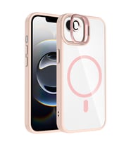 Apple iPhone 16E Kılıf Kamera Lens Hediyeli Standlı M-Safe Şarj Özellikli Etro K (Pembe)
