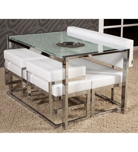 Masa-LOCA BANK tk 17347 Model Metal Nikelaj Suni deri Kırılmaz Temper Cam masa