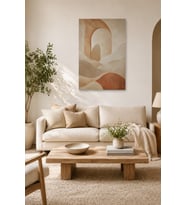 Tam Renk Bej Terracotta Bohem Soyut Modern Dekoratif Kanvas Duvar Tablosu