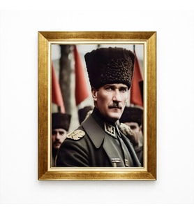 Tablore Kalpaklı Atatürk Milli Mücadele Portresi Çerçeveli Tablo - Başkomutan Temalı