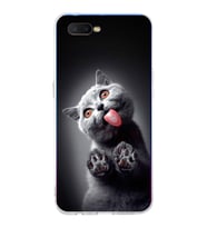 PrintiFy Oppo RX17 Neo  ile Uyumlu 1mm Slim Fit Kedi 2 050c Baskılı Şeffaf  Kılıf