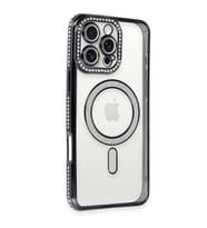 Apple İphone 16 Pro Kılıf Joke Simli Magneticsafe Kılıf - Siyah