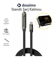 Dossimo DSTN-41 240W Ultra Hızlı Type-C Şarj Kablosu Katlanabilir Stand 1.5M Örgülü 2in1 Stand+Şarj Kablosu