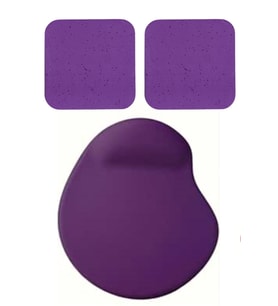 Oval Mor Kum Desen Bilek Destekli Mouse Pad + 2 Adet Kupa Fincan Bardak Altlığı Altlık Set