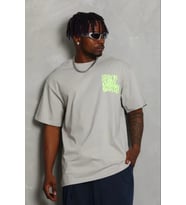 pilelistore- Erkek Baskılı T-Shirt Kısa Kol Bisiklet Yaka Regular Fit Rahat Kalıp Günlük Tişört - Gr (Gri)