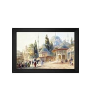 Eugène Napoleon Flandin Şehzade Camii Motifli Kanvas Tablo 50 x 70 cm Siyah Çerçeve