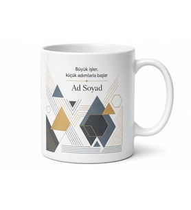 Geometrik Desenli Modern Çizgili Ofis Tipi Kahve Kupası Hediye Bardak