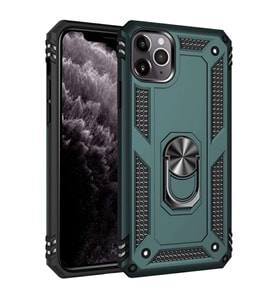 iPhone 11 Pro Kılıf Sofya Yüzüklü Silikon Kapak - Yeşil