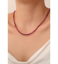 Yakut Taşı Kolye (925 Ayar Gümüş Aparatlı) (Kırmızı)